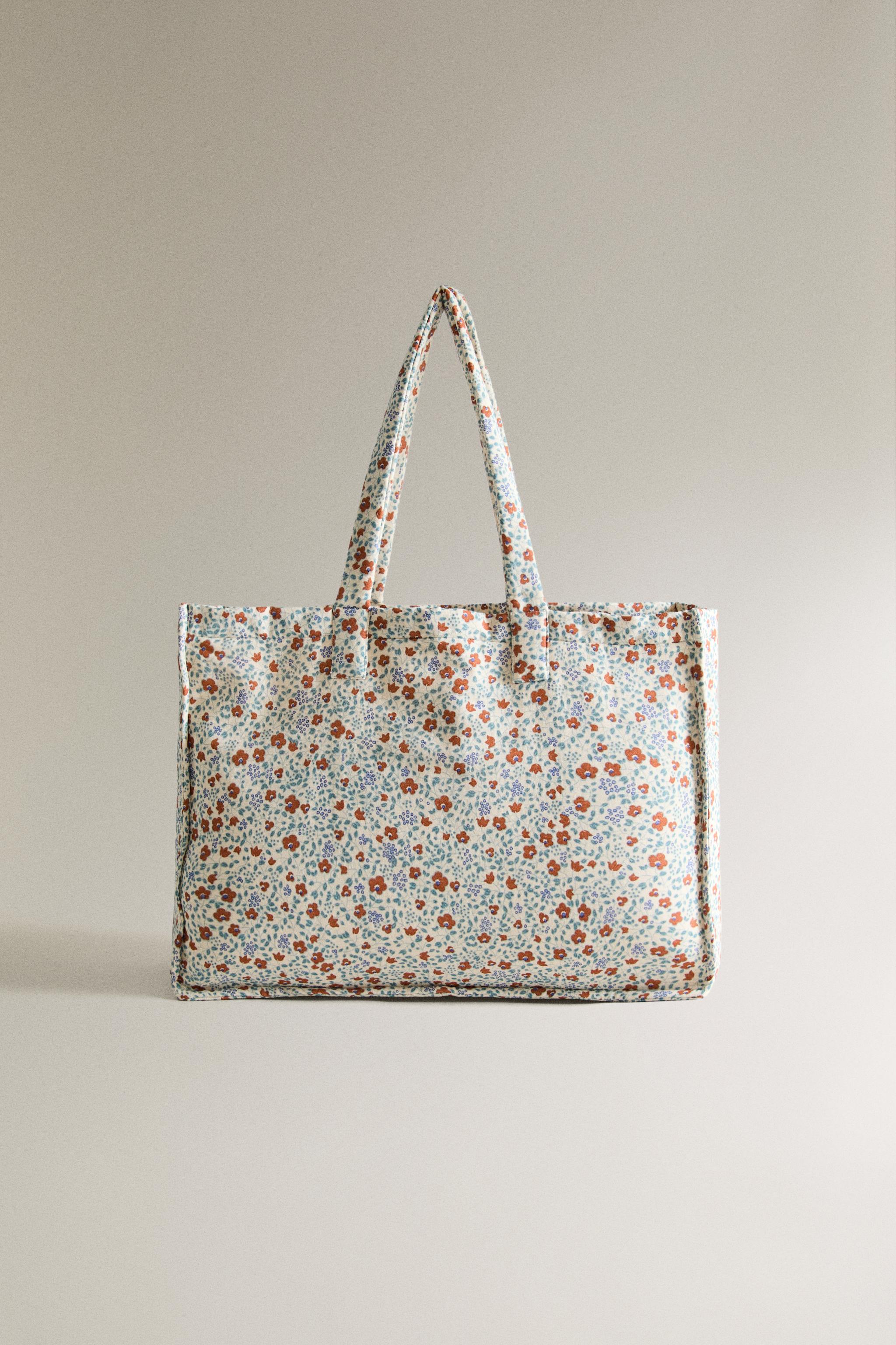 SAC DE PLAGE FLEURI EN COTON